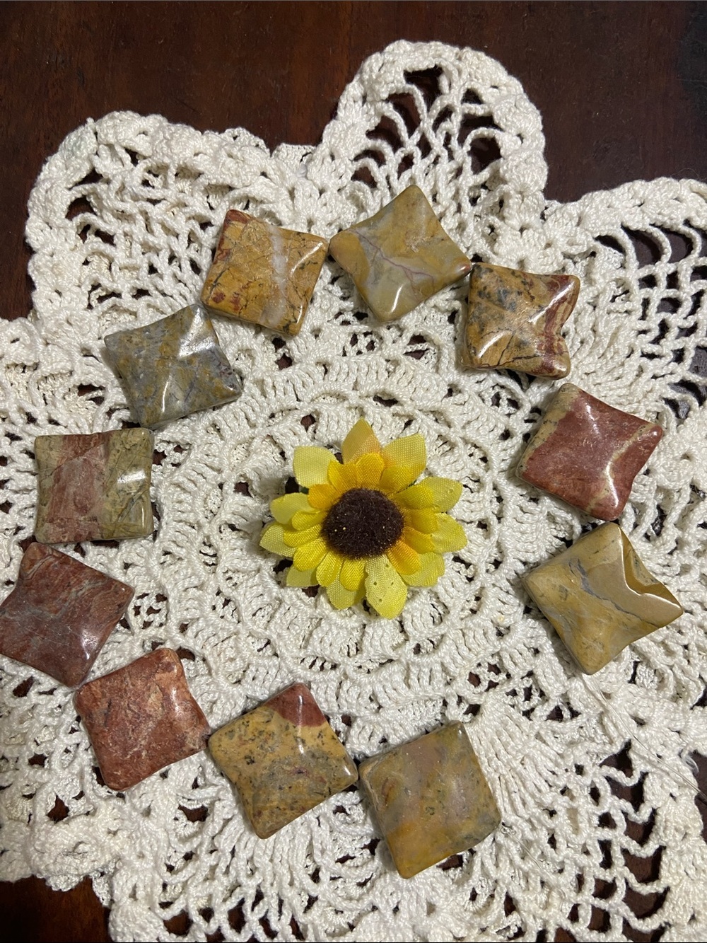 Natural Unikate Jasper Square Strand
